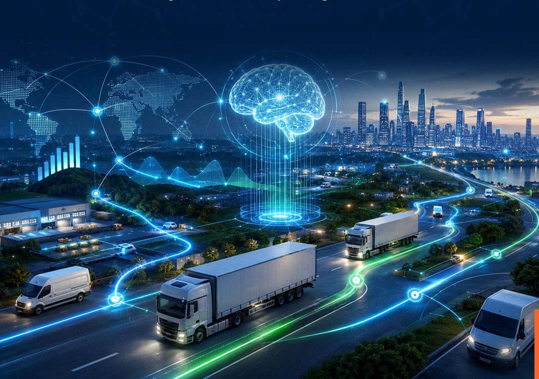 Connected logistics network with AI optimized vehicle routes